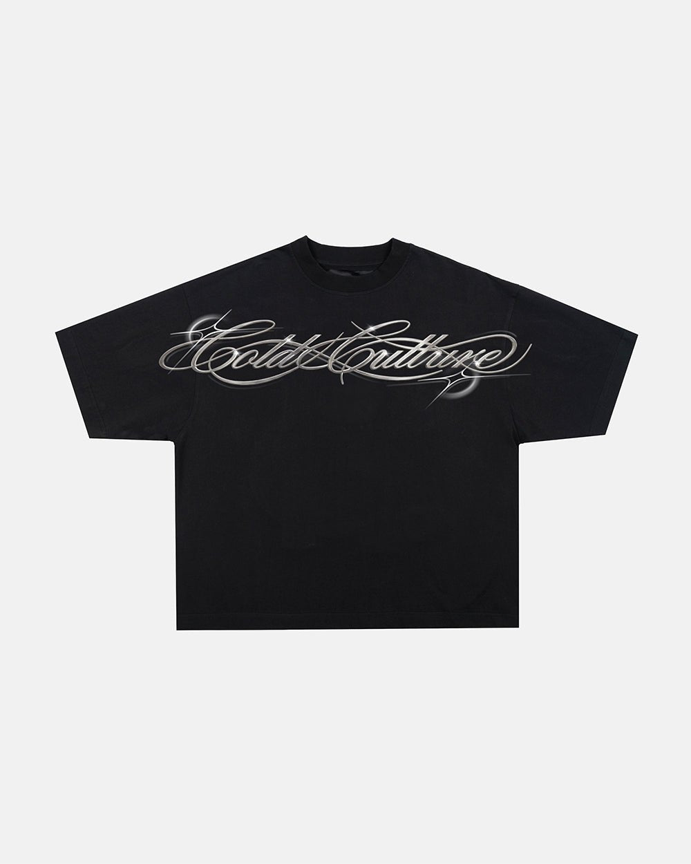 METAL SCRIPT TEE BLACK - Cold Culture