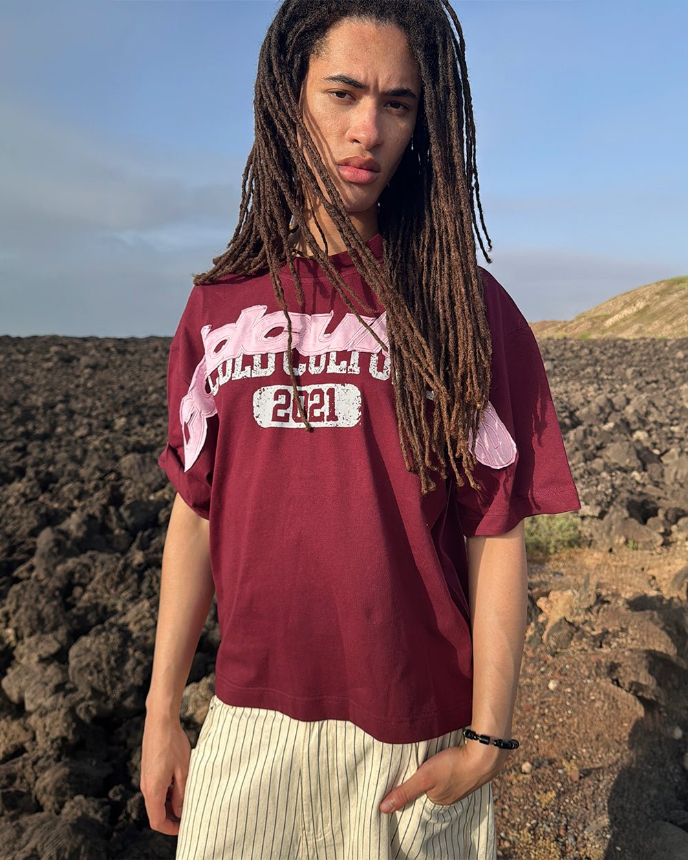MIX MATCH TEE BURGUNDY - Cold Culture