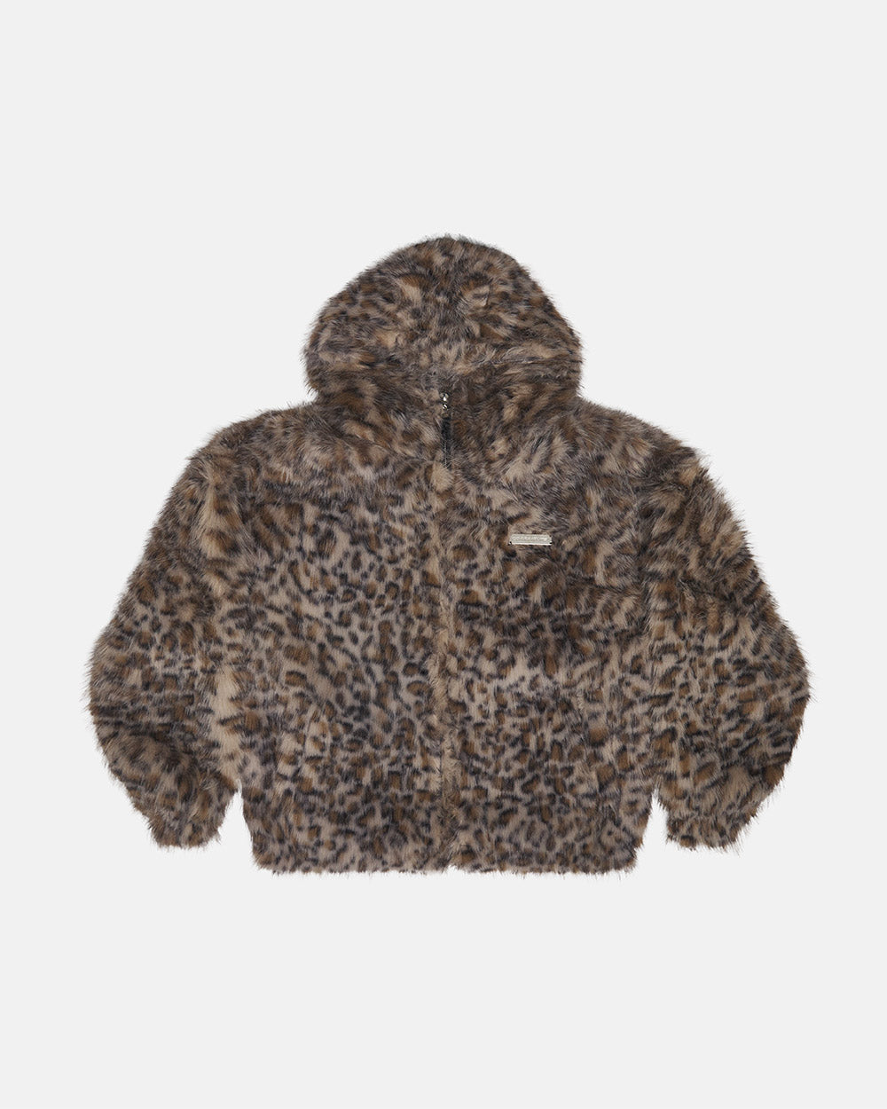FUR HOODIE BROWN LEOPARD
