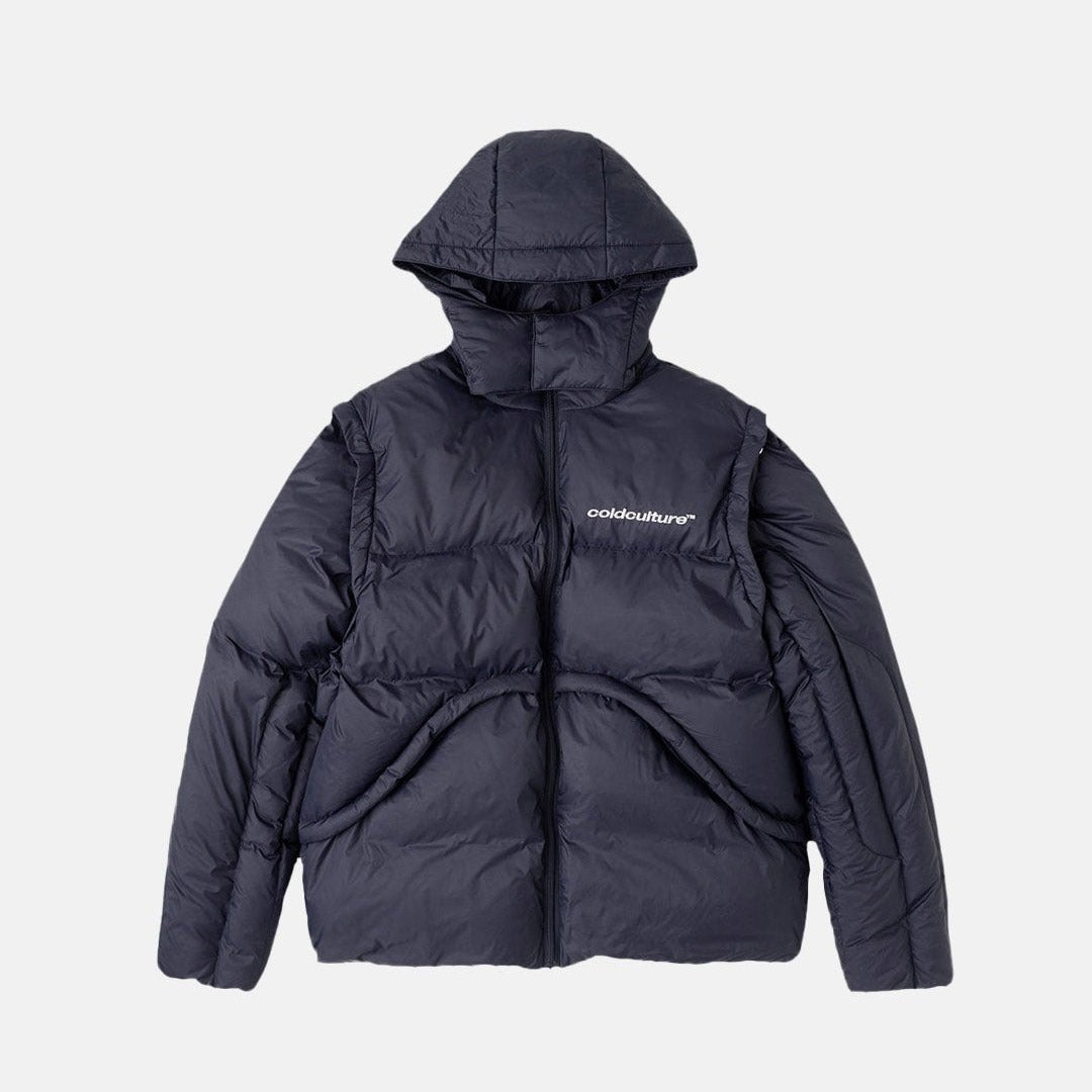 MULTIFUNCTIONAL PUFFER JACKET DARK BLUE - Cold Culture