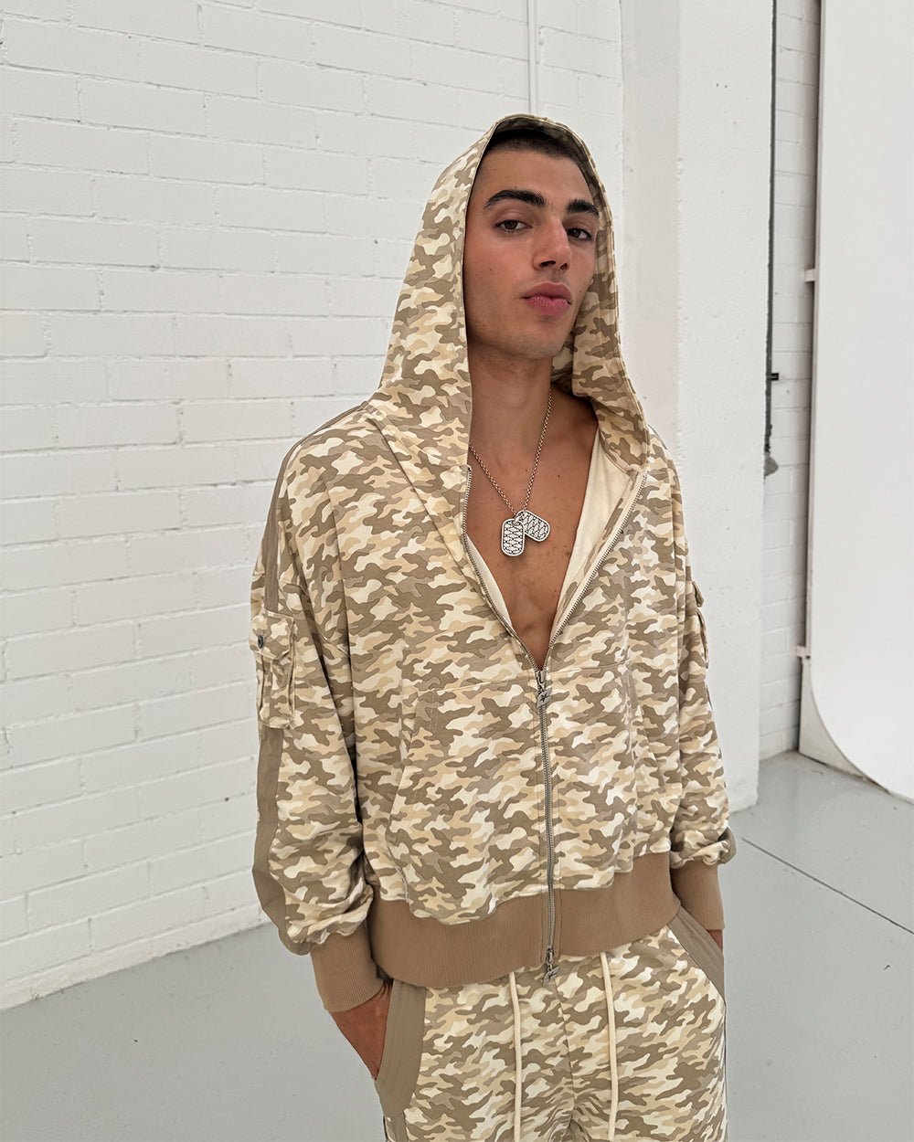 NEUTRAL FIELD ZIP HOODIE CAMO - Cold Culture