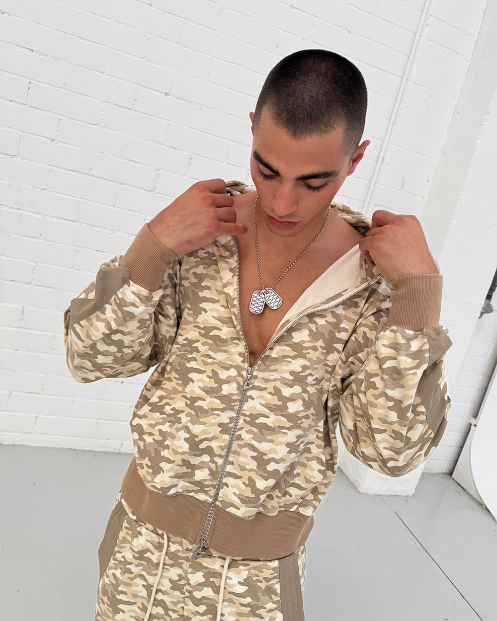 NEUTRAL FIELD ZIP HOODIE CAMO - Cold Culture