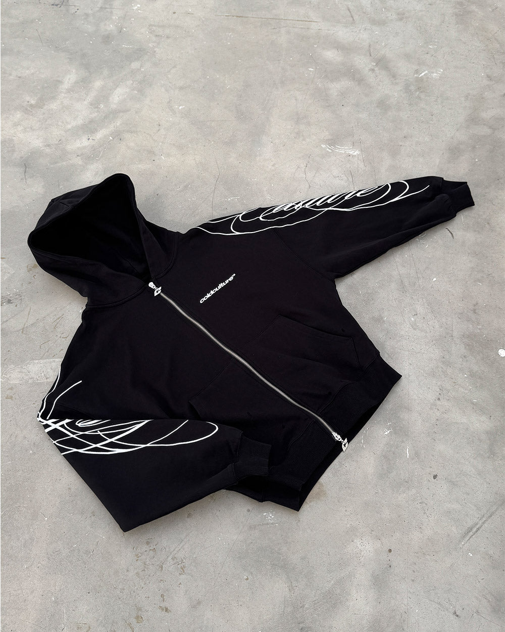 NEW SCRIPT ZIP HOODIE BLACK