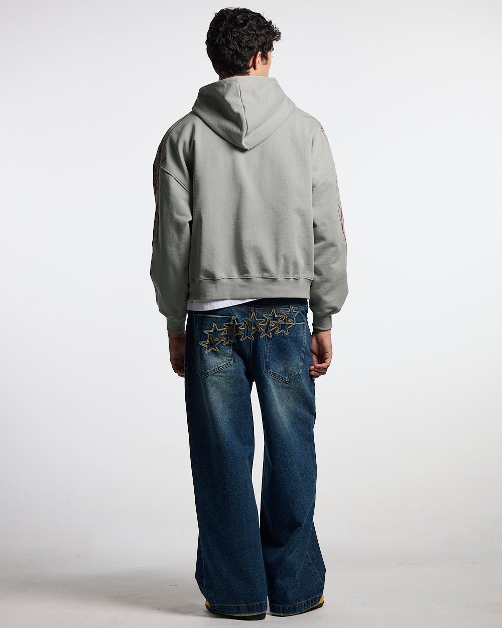 NEW SCRIPT ZIP HOODIE GREY & RED - Cold Culture