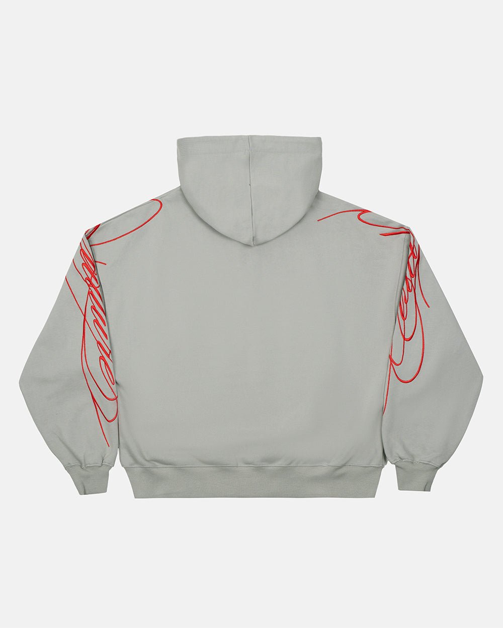 0TRUE ZIP HOODIE RED XS ×グレー　XS NEW SCRIPT ZIP HOODIE GREY & RED