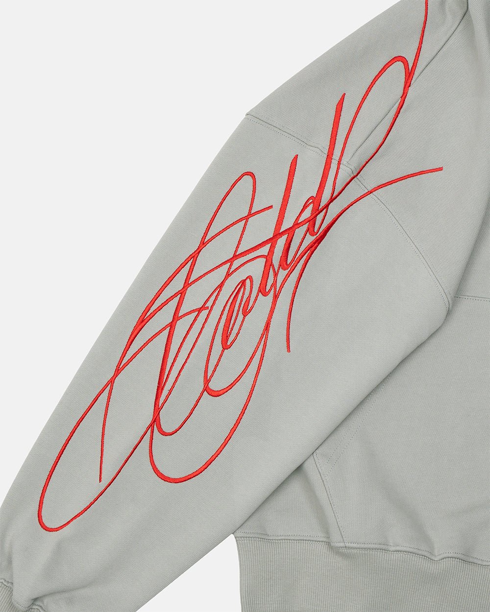 NEW SCRIPT ZIP HOODIE GREY & RED - Cold Culture