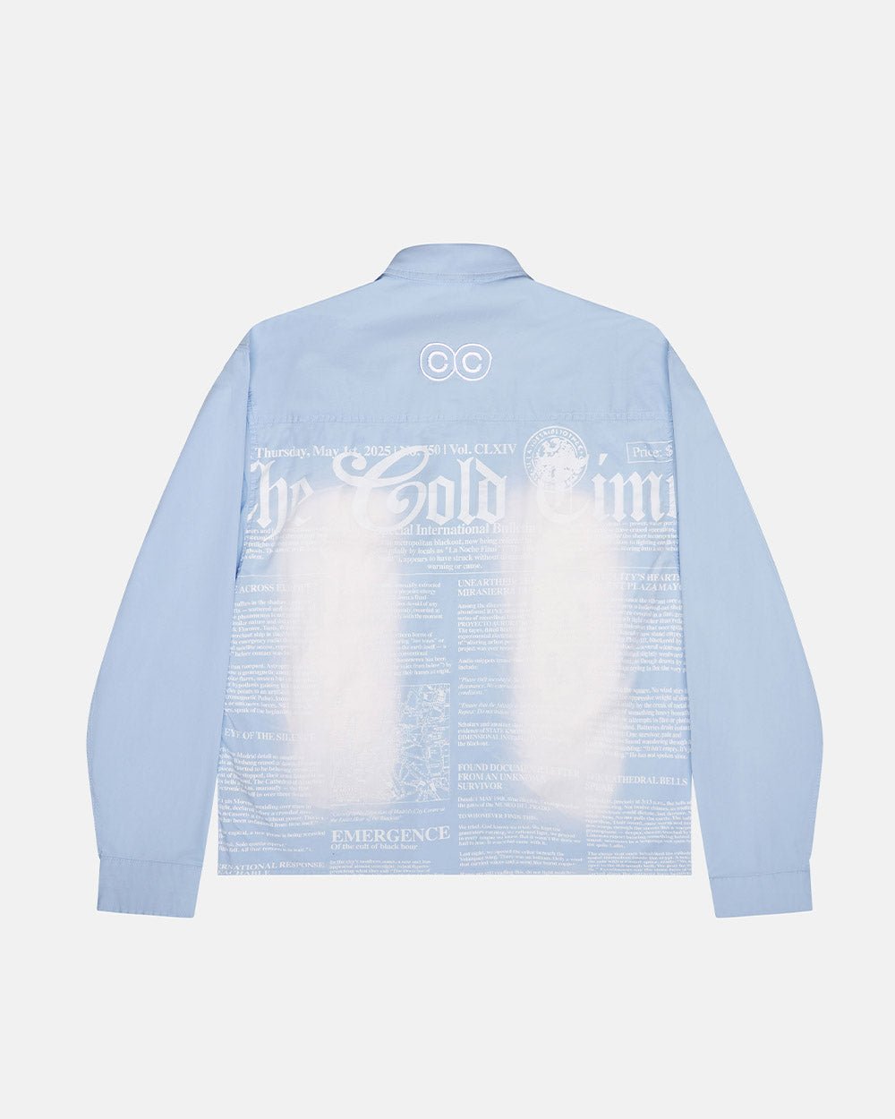 NEWSPAPER LONGSLEEVE SHIRT BABY BLUE - Cold Culture