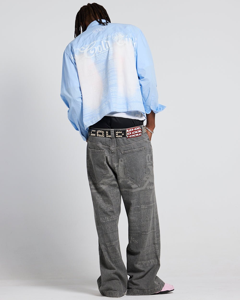 NEWSPAPER LONGSLEEVE SHIRT BABY BLUE - Cold Culture