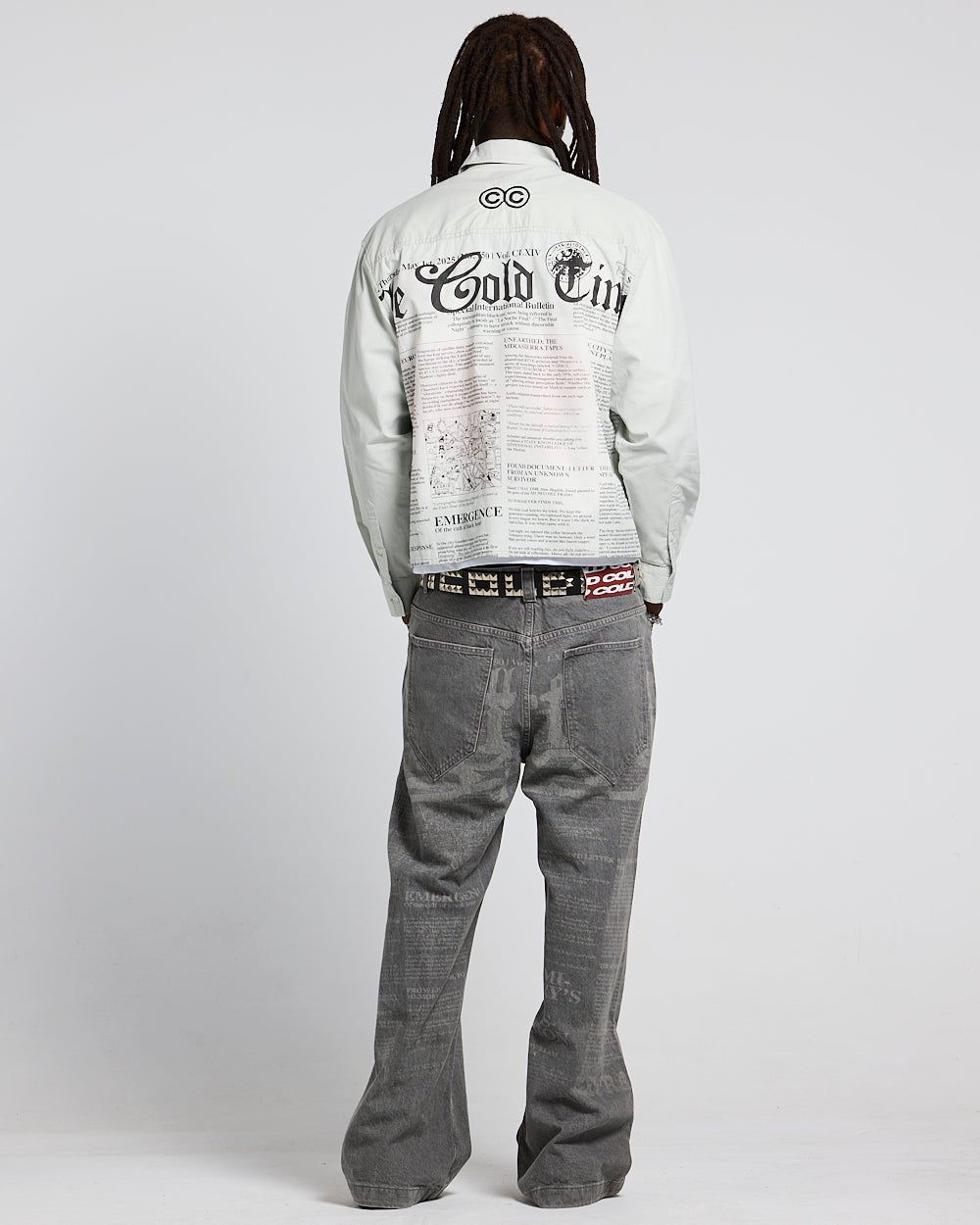 NEWSPAPER LONGSLEEVE SHIRT WHITE - Cold Culture