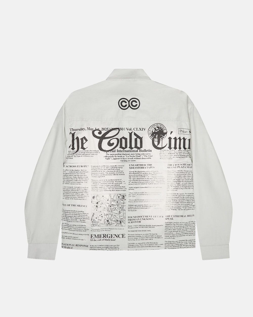 NEWSPAPER LONGSLEEVE SHIRT WHITE - Cold Culture