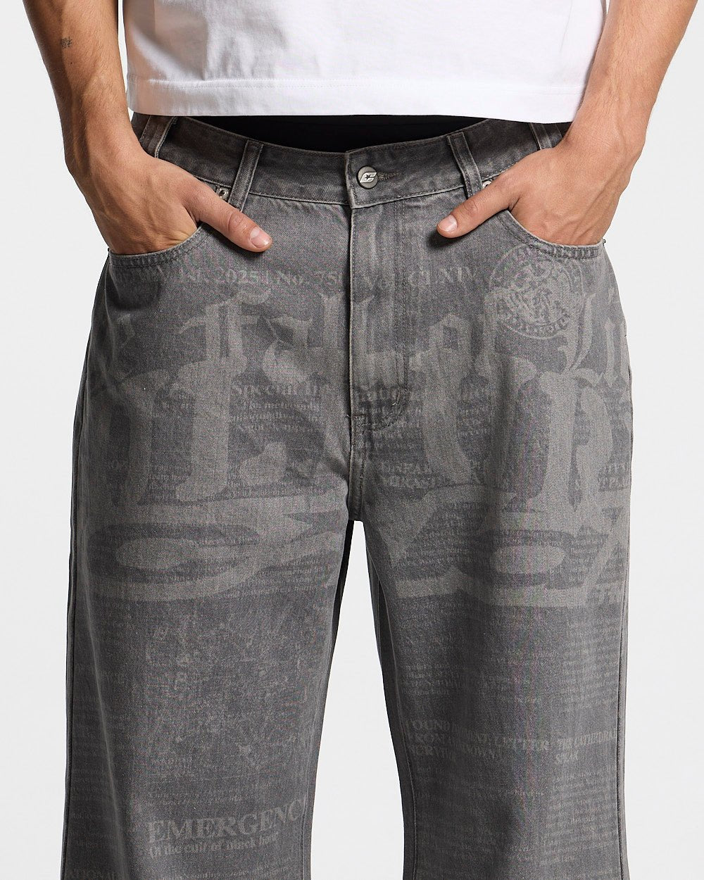 NEWSPAPER V3 PANTS GREY - Cold Culture