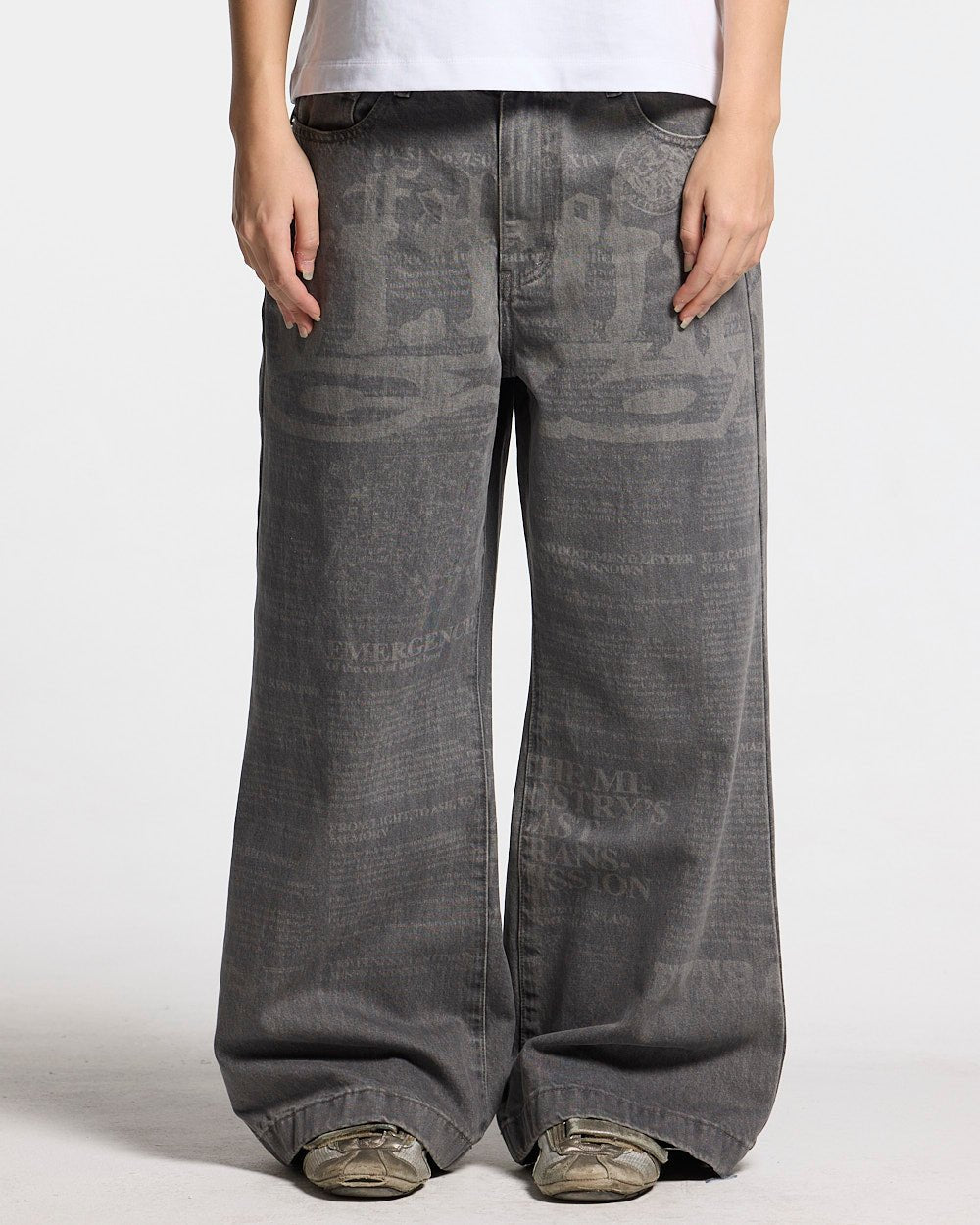 NEWSPAPER V3 PANTS GREY - Cold Culture