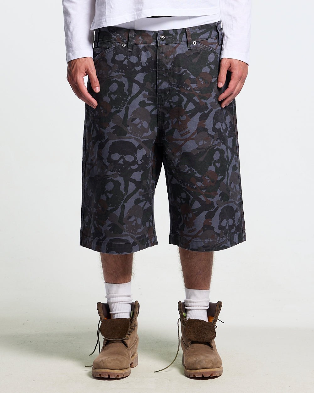 NIGHTSKULL SHORTS GREY - Cold Culture