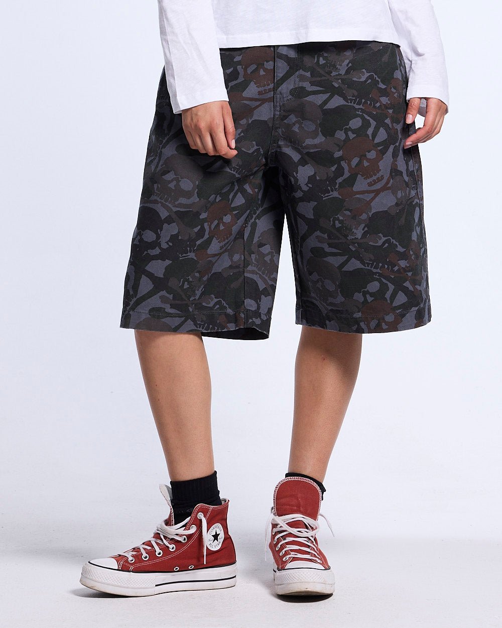 NIGHTSKULL SHORTS GREY - Cold Culture