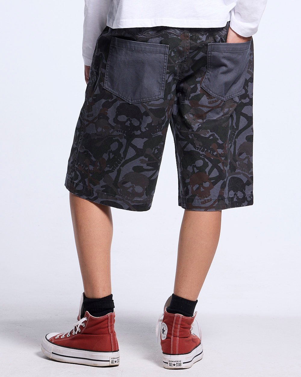 NIGHTSKULL SHORTS GREY - Cold Culture