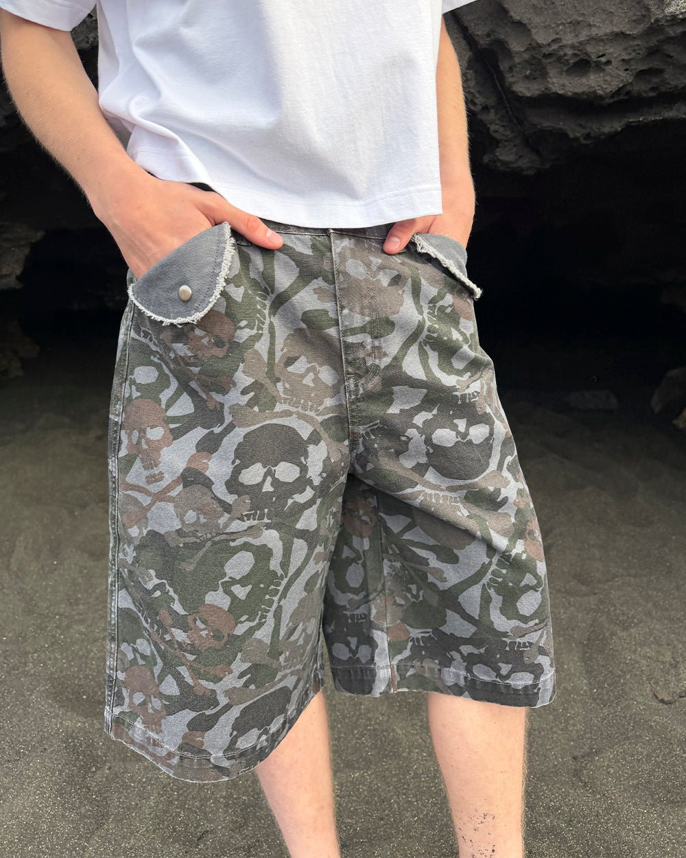 NIGHTSKULL SHORTS GREY - Cold Culture