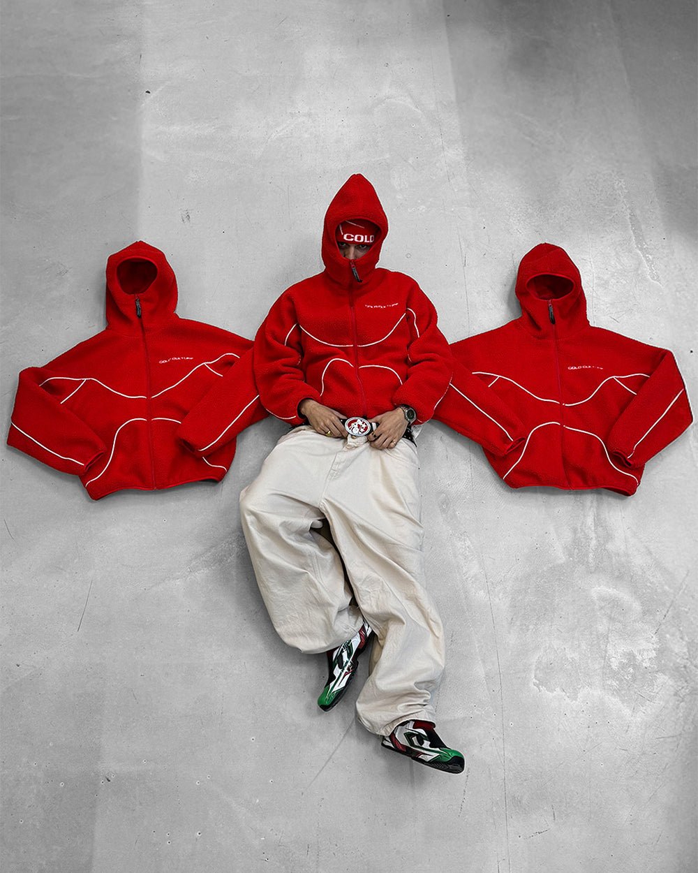 NO RISK FLEECE JACKET VIVID RED - COLD CULTURE