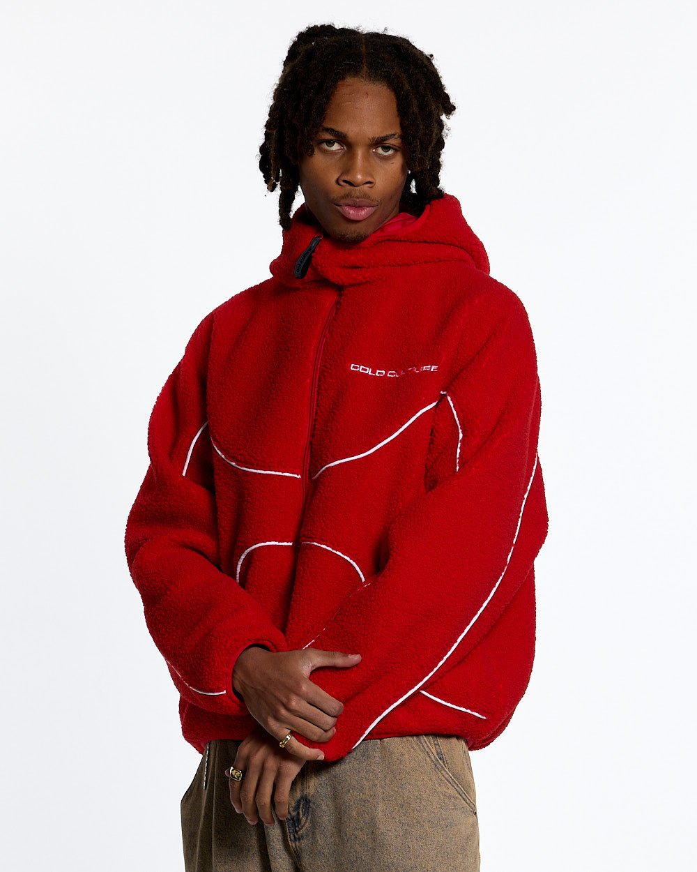 NO RISK FLEECE JACKET VIVID RED - COLD CULTURE