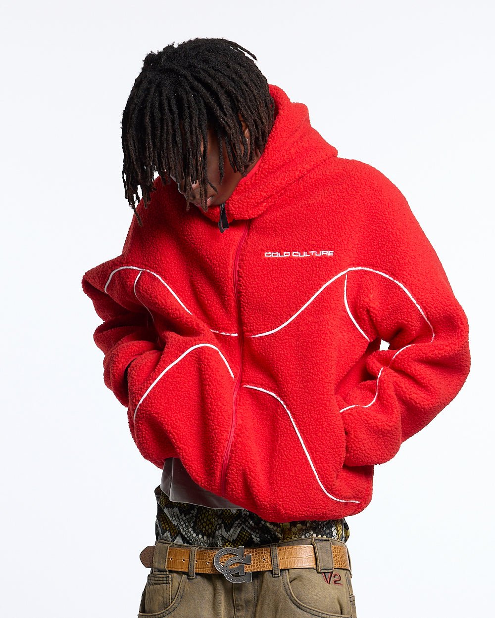 NO RISK FLEECE JACKET VIVID RED - COLD CULTURE