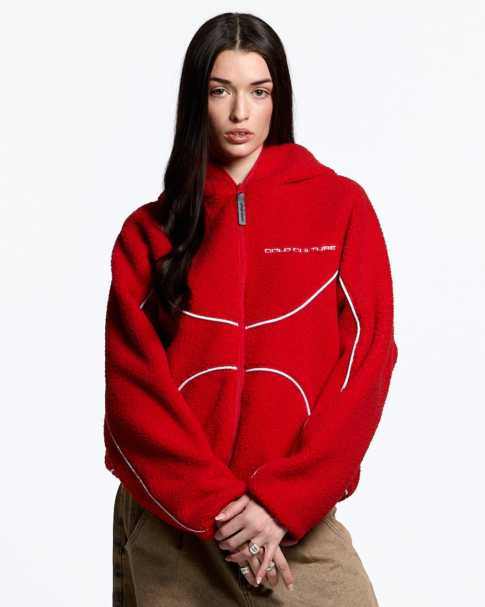 NO RISK FLEECE JACKET VIVID RED - COLD CULTURE