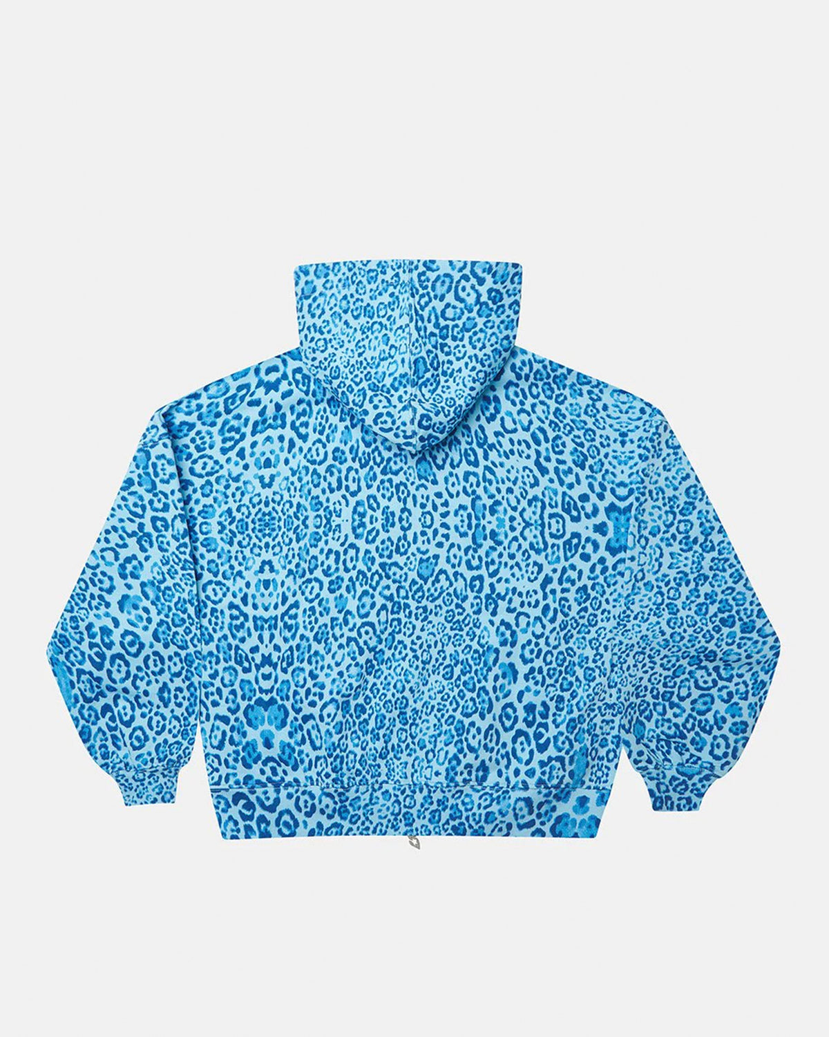 NOCTURNE BEAST ZIP HOODIE BLUE - blue leopard print zip-up hoodie, back view - Cold Culture #packshot