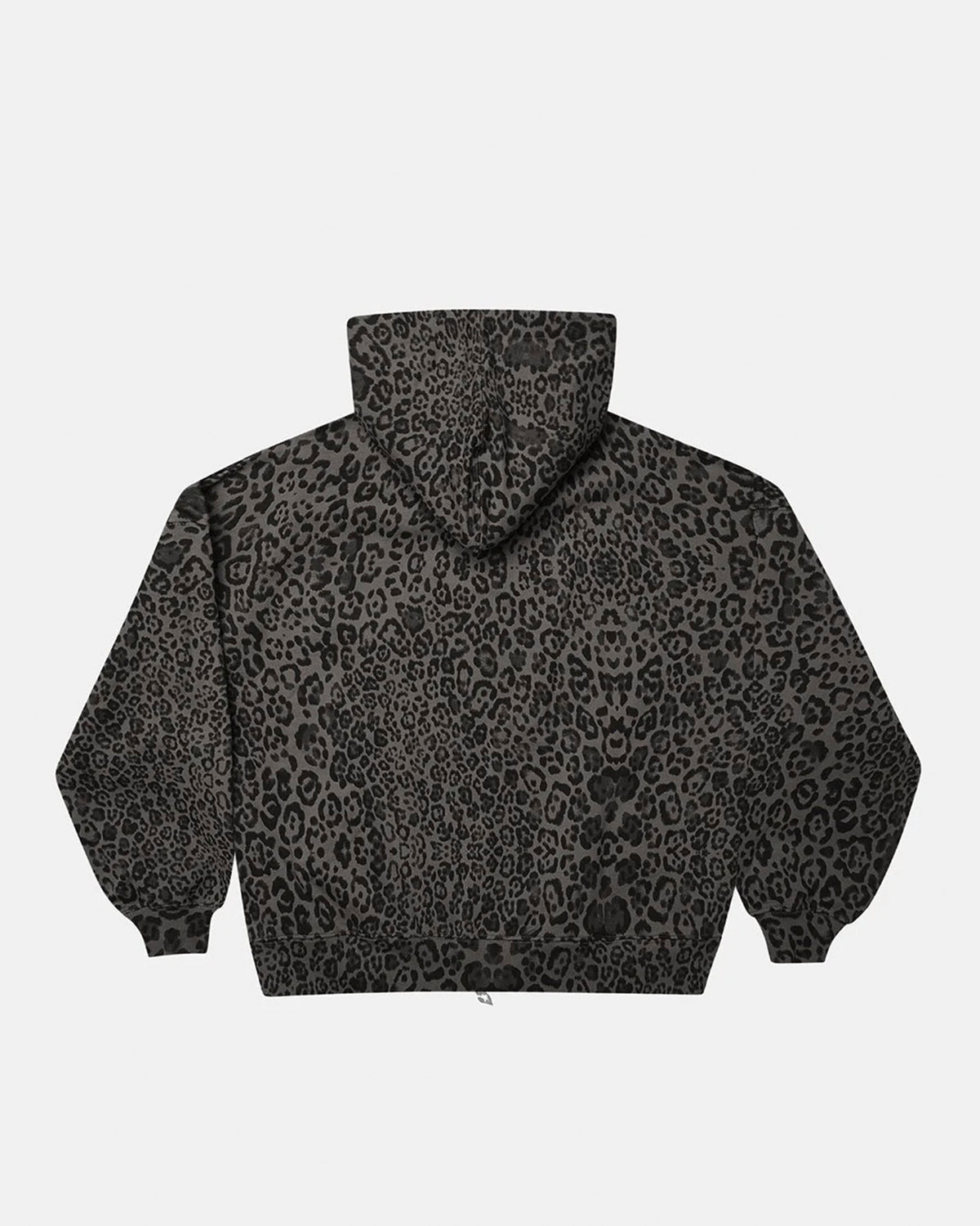 NOCTURNE BEAST ZIP HOODIE DARK GREY - dark grey leopard print zip-up hoodie, back view - Cold Culture #packshot