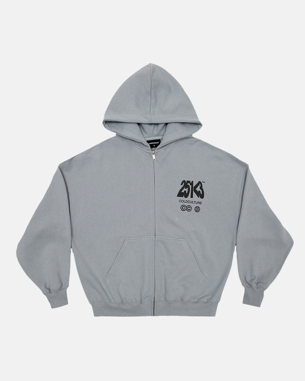 NUMBER PERSPECTIVE ZIP HOODIE MEDIUM GREY - COLD CULTURE