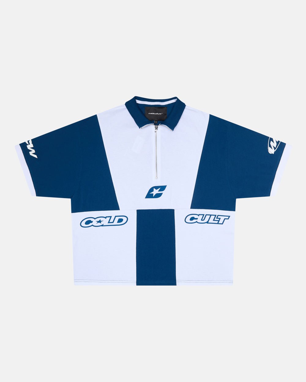 PANELS POLO TEE WHITE AND BLUE - COLD CULTURE