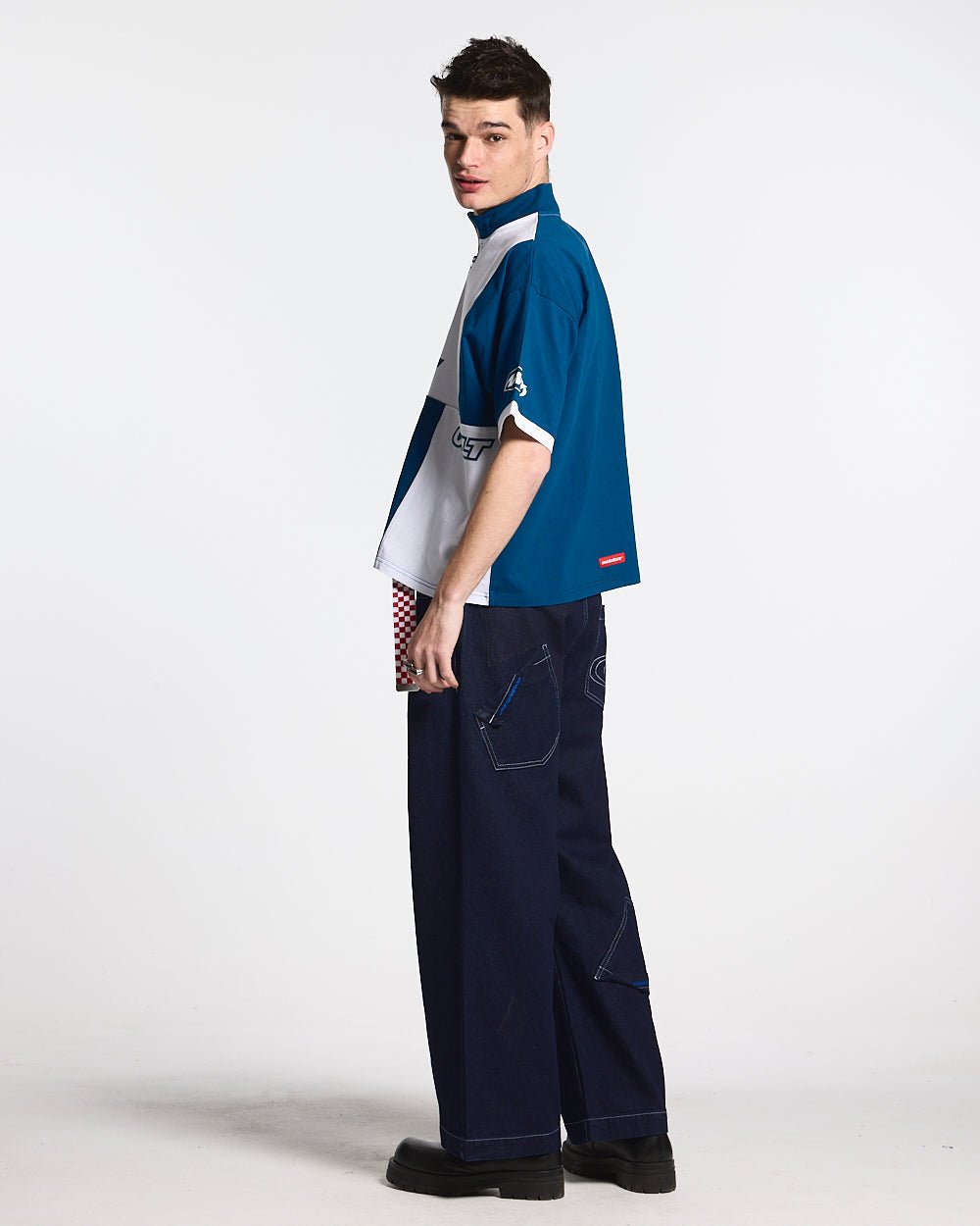 PANELS POLO TEE WHITE AND BLUE - COLD CULTURE