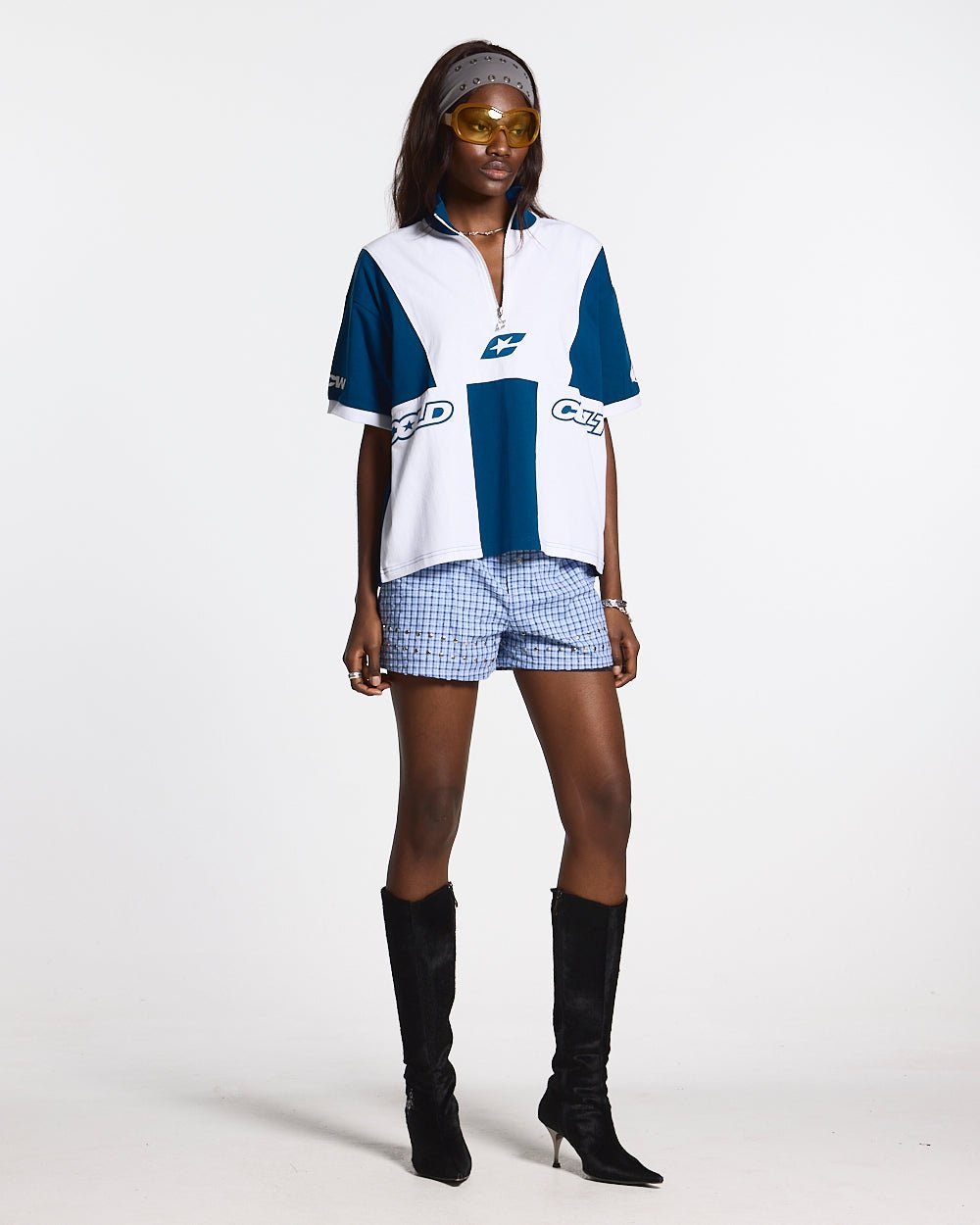 PANELS POLO TEE WHITE AND BLUE - COLD CULTURE