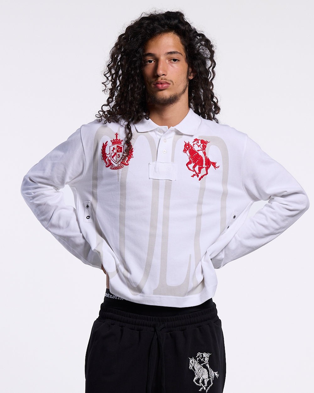 PAUSE LONGSLEEVE POLO WHITE - Cold Culture