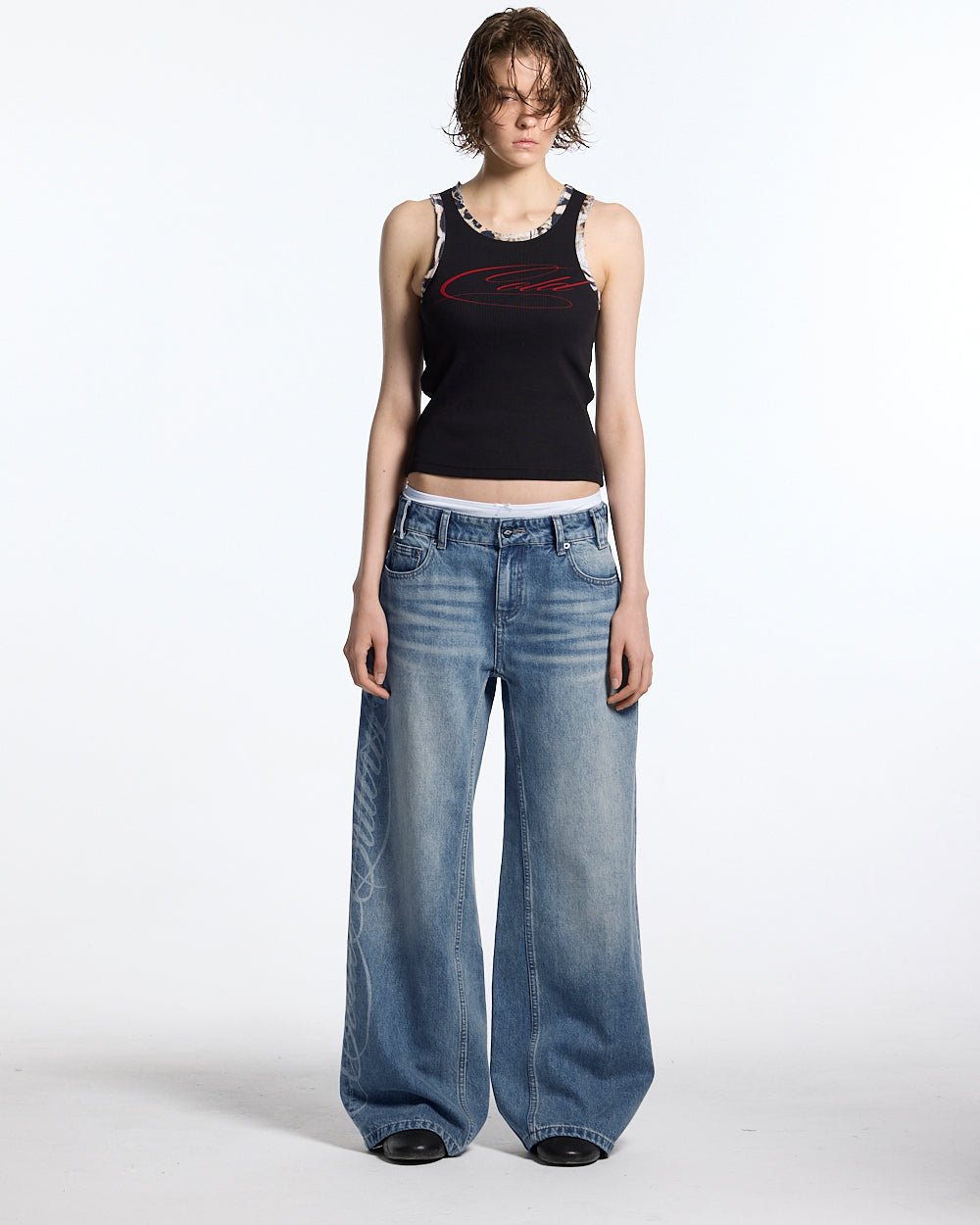 PERFECT SCRIPT PANTS BLUE DENIM - Cold Culture