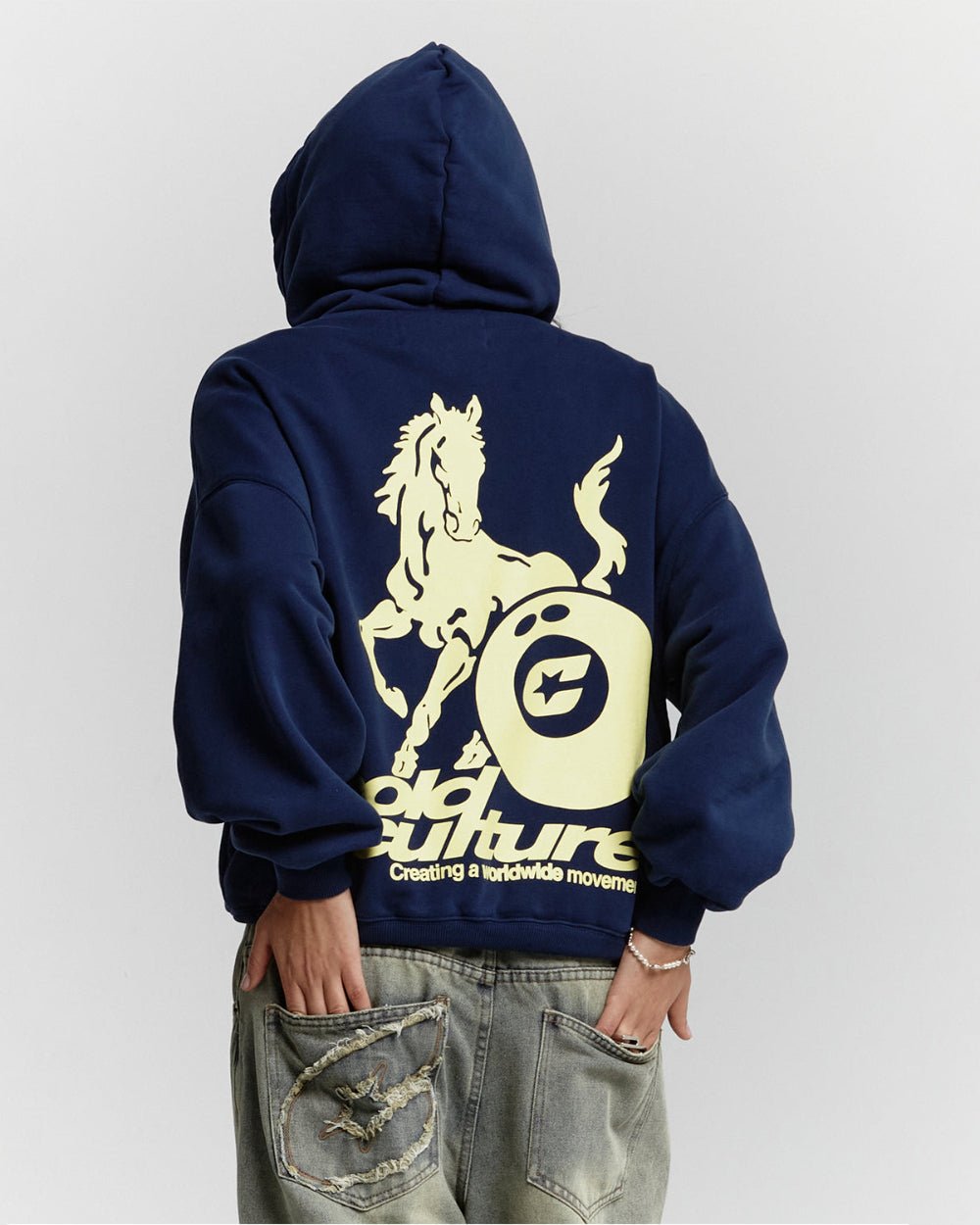 PLAYING HORSE HOODIE NAUTICAL BLUE - COLD CULTURE