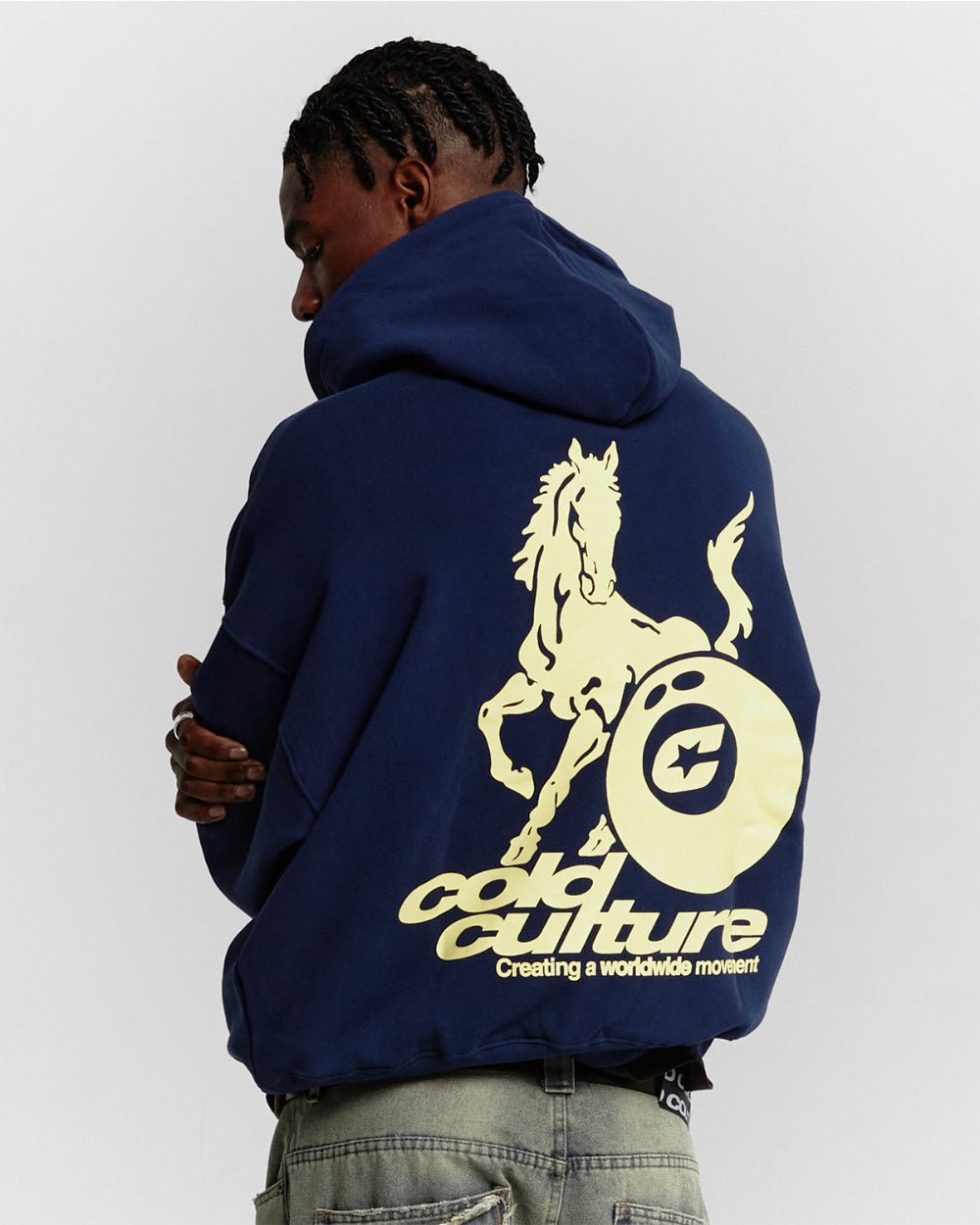 PLAYING HORSE HOODIE NAUTICAL BLUE - COLD CULTURE