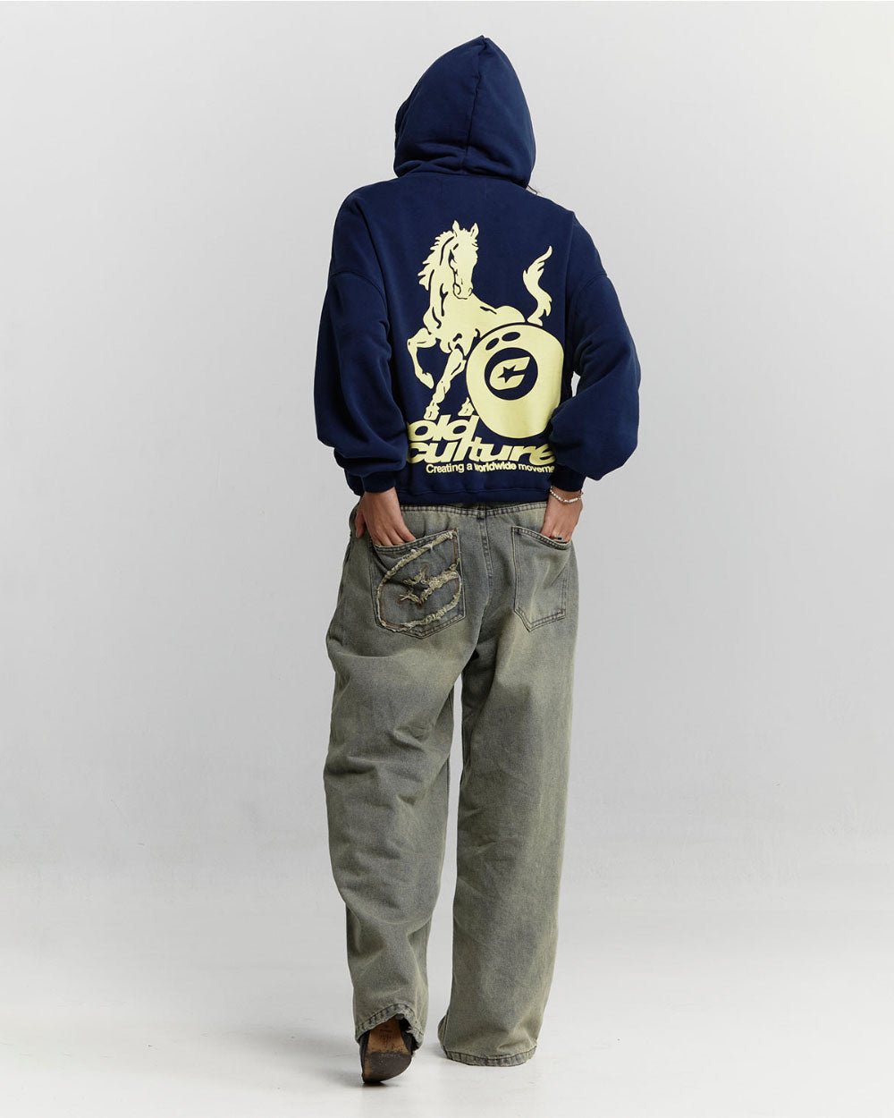 PLAYING HORSE HOODIE NAUTICAL BLUE - COLD CULTURE