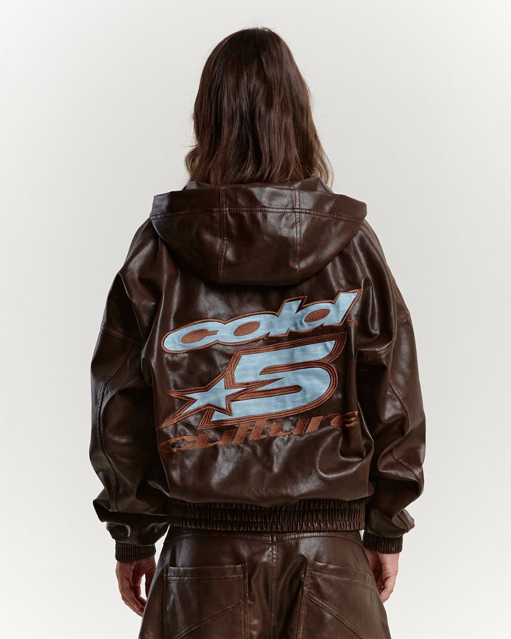 PLUS HOODED JACKET BROWN LEATHER - COLD CULTURE