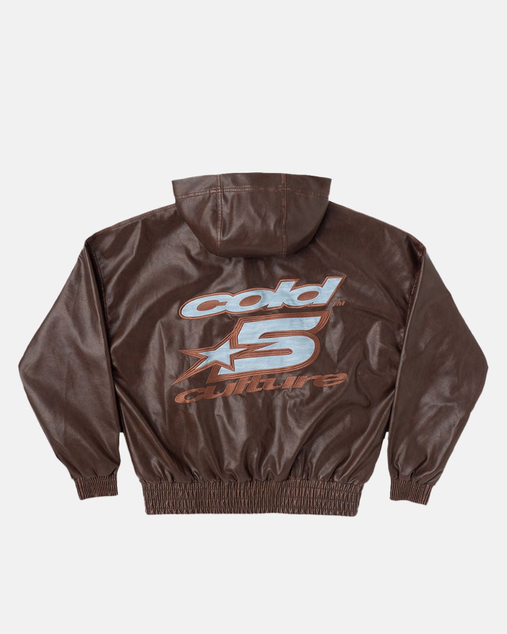 PLUS HOODED JACKET BROWN LEATHER - COLD CULTURE