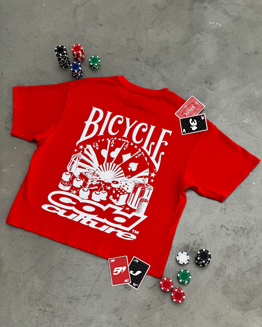 POKER BICYCLE TEE FIERY RED - COLD CULTURE