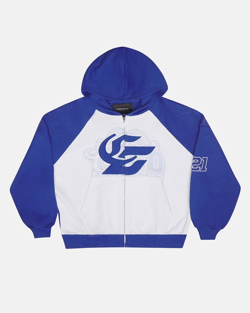 PRESTIGE ZIP HOODIE BLUE & WHITE - Cold Culture