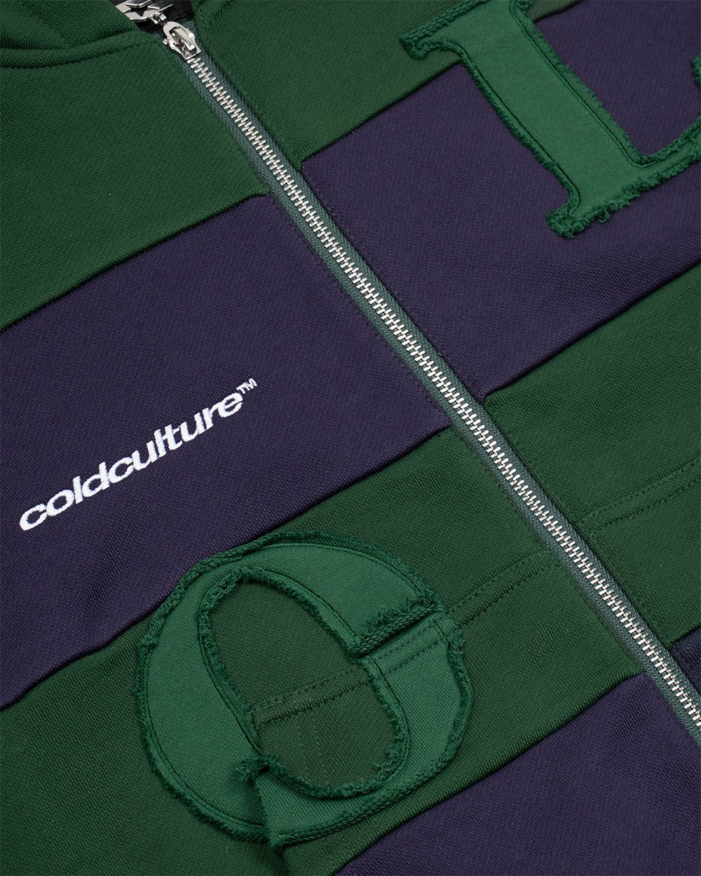 PUZZLE ZIP HOODIE GREEN & NAVY - Cold Culture
