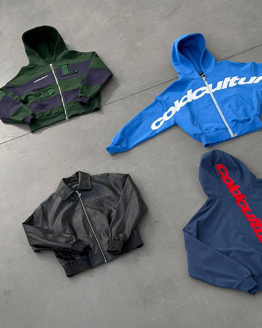 PUZZLE ZIP HOODIE GREEN & NAVY - Cold Culture