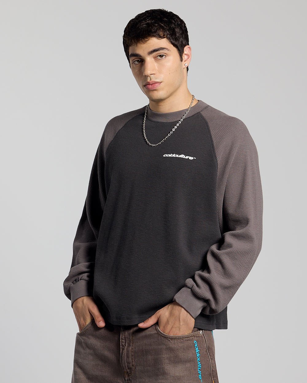 coldculture ロンT thermal longsleeve RANGLAN BICOLOR THERMAL LONGSLEEVE BLACK