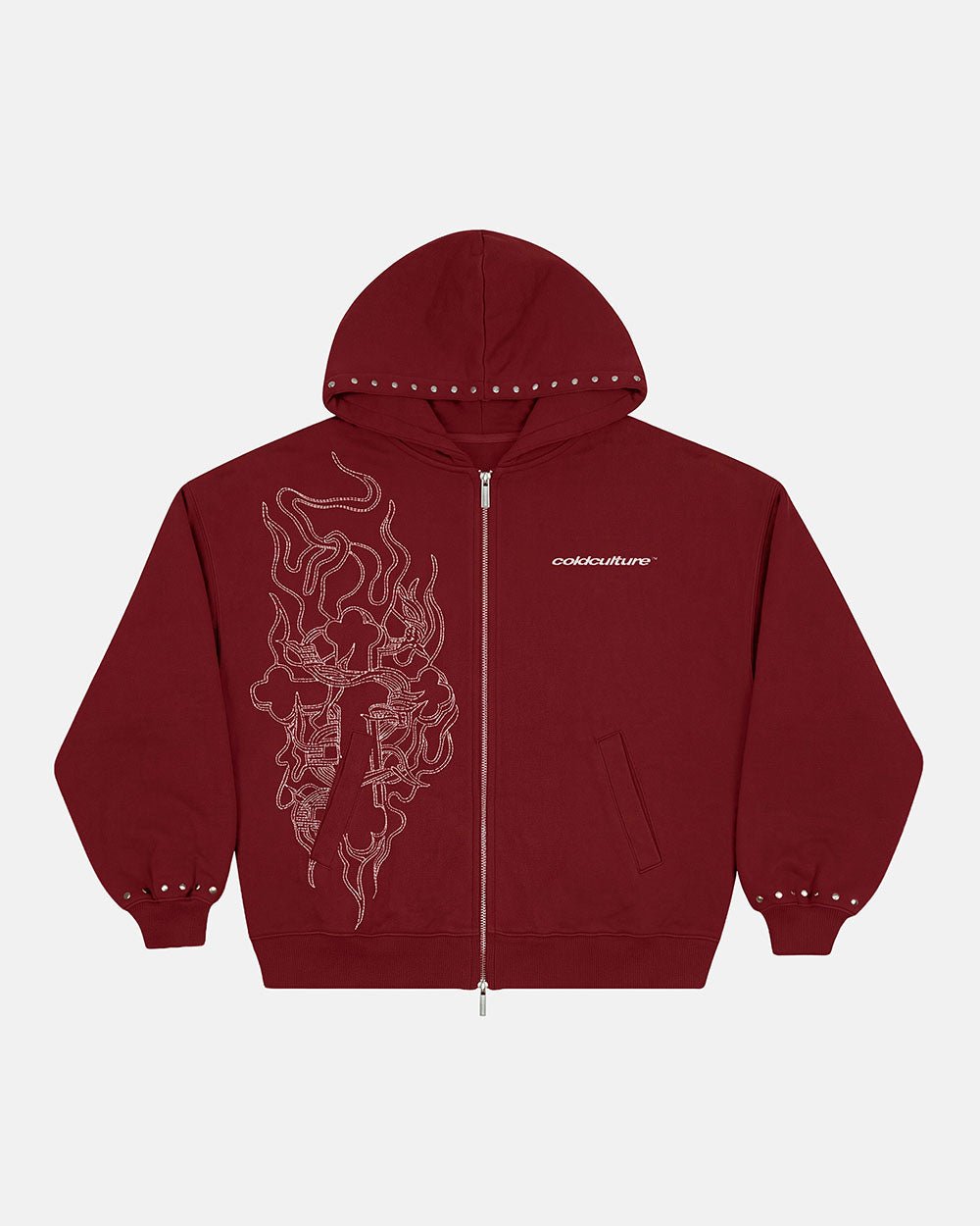 RAW ZIP HOODIE RED - Cold Culture