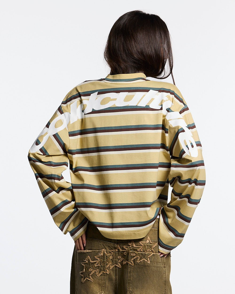 RAY CURVED LONGSLEEVE YELLOW & BROWN - Cold Culture