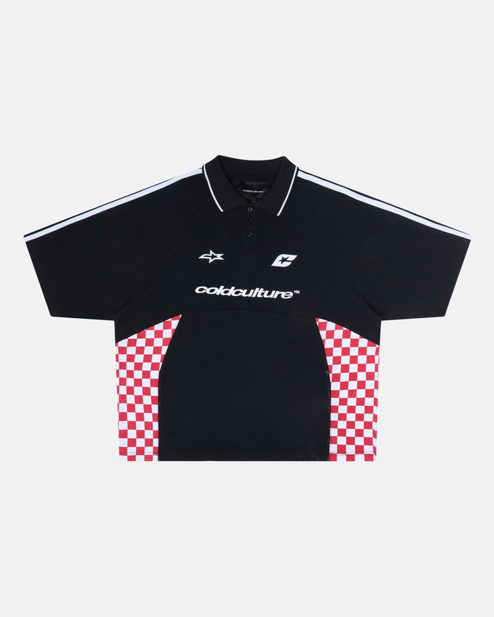 RED CHESS POLO TSHIRT BLACK - COLD CULTURE