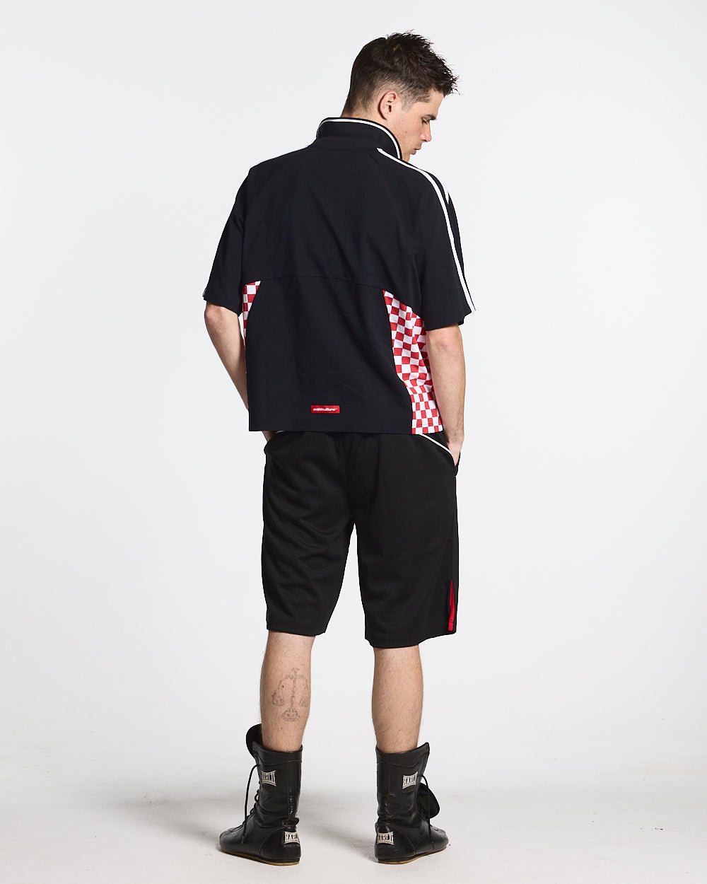RED CHESS POLO TSHIRT BLACK - COLD CULTURE