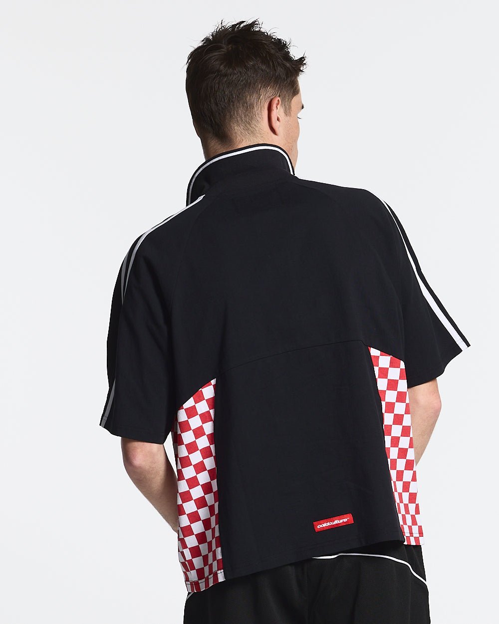 RED CHESS POLO TSHIRT BLACK - COLD CULTURE