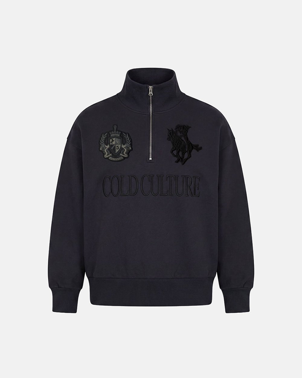 RIDING CLUB QUARTER ZIP KNIT DARK GREY - Cold Culture