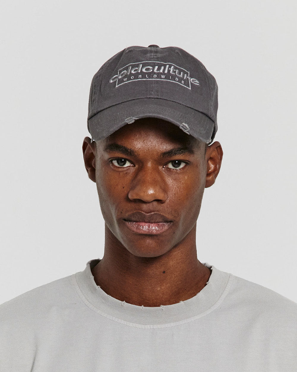 RIPPED BOX LOGO CAP DUST GREY - Cold Culture