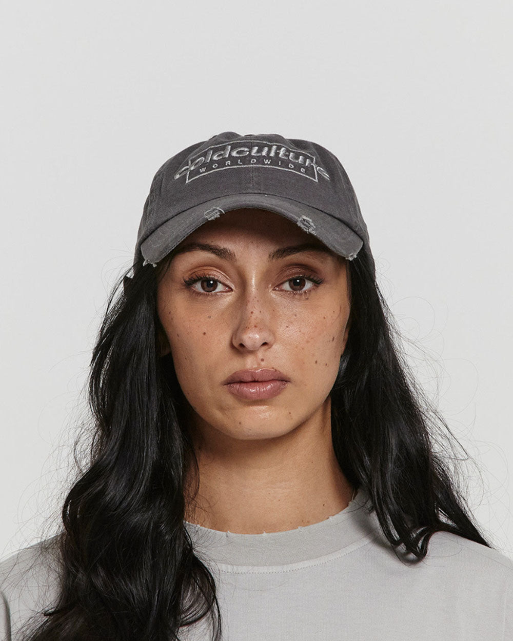RIPPED BOX LOGO CAP DUST GREY - Cold Culture